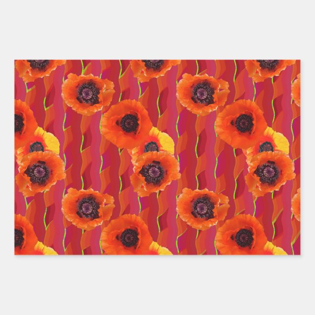 Feuille De Papier Cadeau Poppies puissantes (Devant)