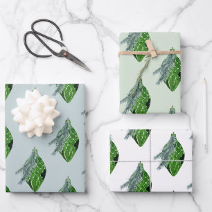 Feuille De Papier Cadeau Porte d'épinette Vintage verte