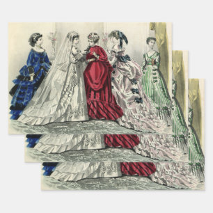 Feuille De Papier Cadeau Portrait de mariage victorien antique de la mariée