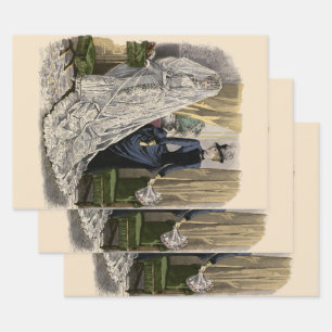 Feuille De Papier Cadeau Portrait de mariage vintage de la mariée victorien