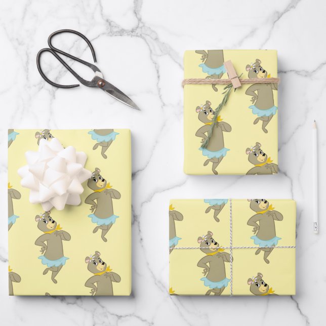 Feuille De Papier Cadeau Pose Joueuse de Cindy Bear (Recto)