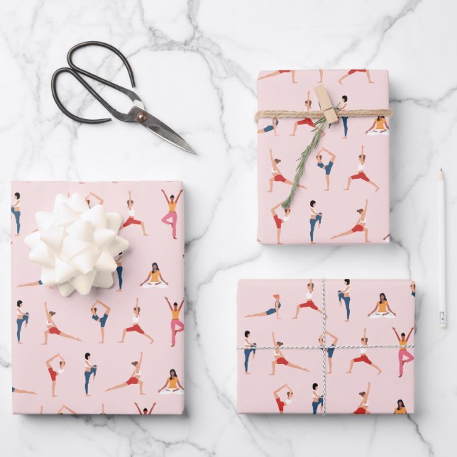 Feuille De Papier Cadeau Poses de yoga (Recto)