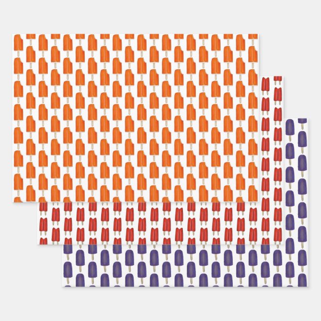 Feuille De Papier Cadeau Posicles à croûte à cerise orange (Lot)