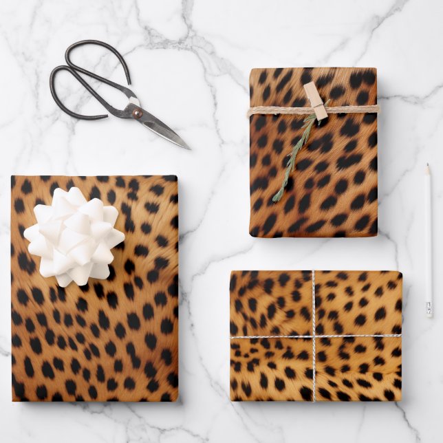 Feuille De Papier Cadeau Poster de animal Cheetah Brown et noir (Recto)