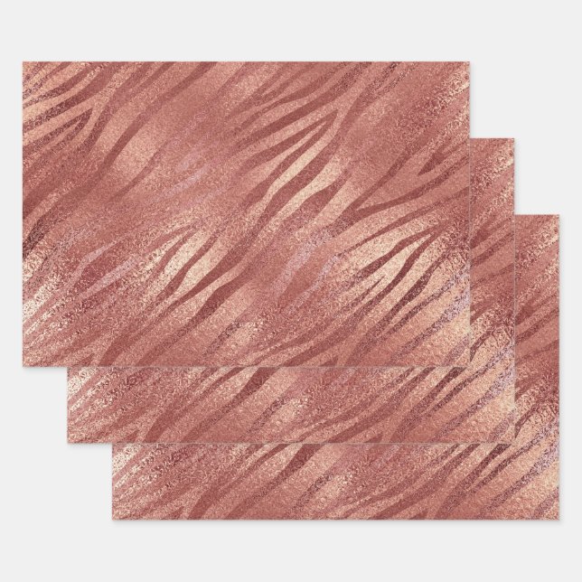 Feuille De Papier Cadeau Poster de animal de Parties scintillant Rose Gold (Lot)