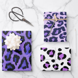 Feuille De Papier Cadeau Poster de animal Léopard Noir Violet