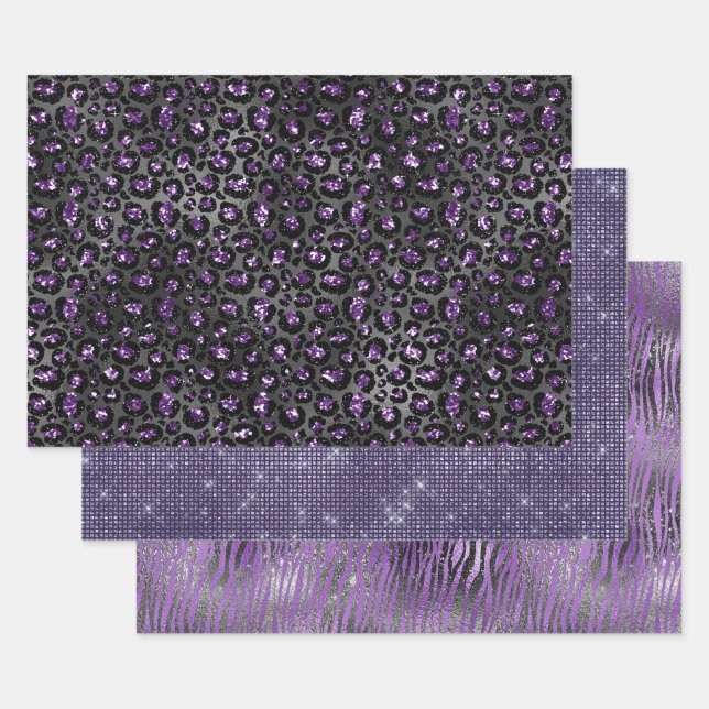 Feuille De Papier Cadeau Poster de animal violet Glam (Lot)