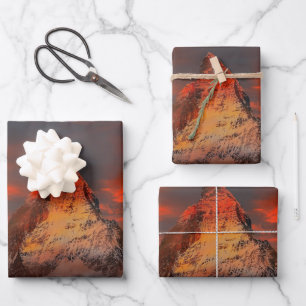Feuille De Papier Cadeau Poster Iconic Alpine Mountain Matterhorn au couche