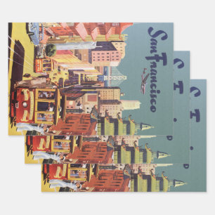 Feuille De Papier Cadeau Poster Vintage voyage San Francisco Cars