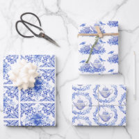 Pot à thé floral bleu et blanc avec oiseaux