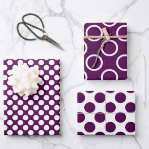 Feuille De Papier Cadeau Pot Polka violet contemporain