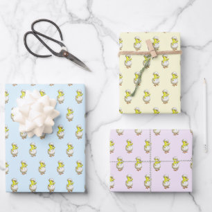 Feuille De Papier Cadeau Poulet de Pâques éclos