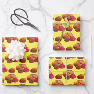 Feuille De Papier Cadeau Poulet Nuggets Ketchup Junk Fast Food Foin