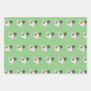 Feuille De Papier Cadeau Poulets Et Coqs