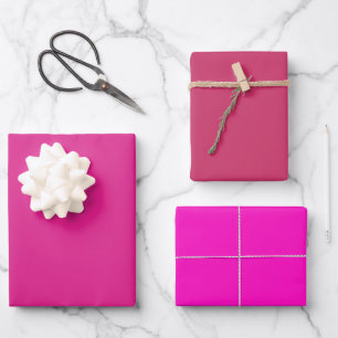 Feuille De Papier Cadeau Poupée Uni Acier Rose Choquant Nuances 3 Tons