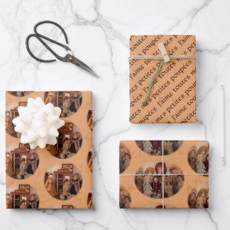 Feuille De Papier Cadeau Poupées et amis français