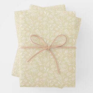Feuille De Papier Cadeau Prairie de Pissenlits Neutre - Blé Doré