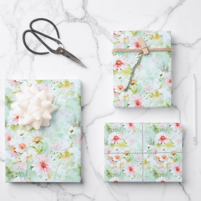 Feuille De Papier Cadeau prairie florale fleur sauvage (Recto)
