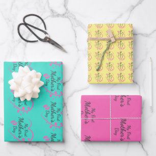 Feuille De Papier Cadeau Premier jour de la mère; rose; coeur; joli