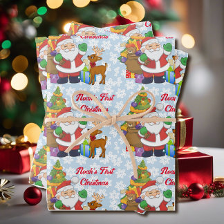 Feuille De Papier Cadeau Premier Noël Personnaliser le nom de l'enfant Père
