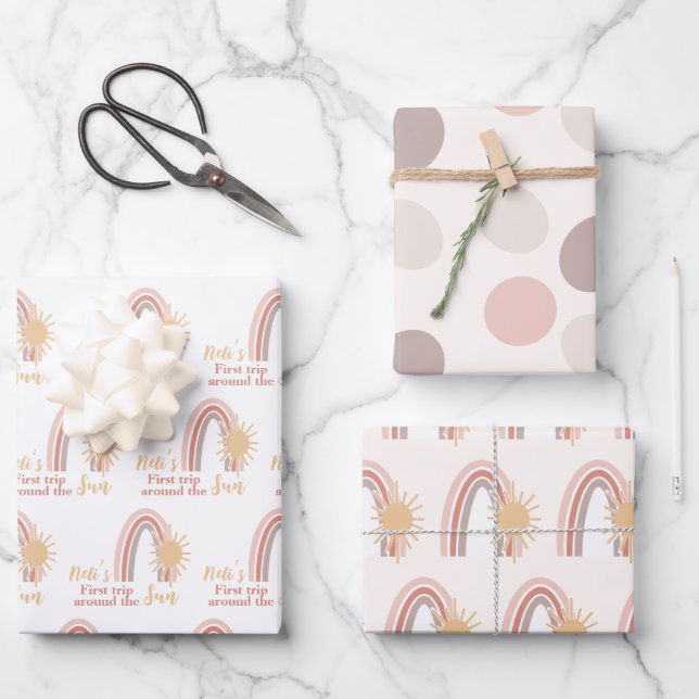 Feuille De Papier Cadeau Premier Voyage Autour Du Nom Du Boho Sun (Recto)