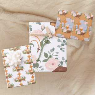 Feuille De Papier Cadeau Première communion moderne