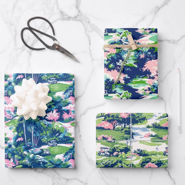 Feuille De Papier Cadeau Preppy Palm Beach Golf (Recto)