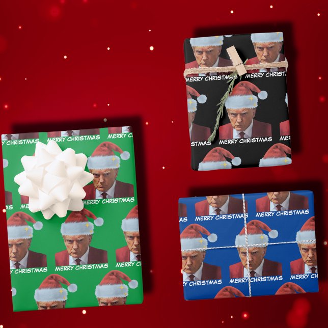 Feuille De Papier Cadeau Président Trump 2024 Mug shot Joyeux Noël (Créateur téléchargé)