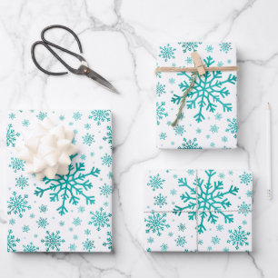 Feuille De Papier Cadeau Pretty Green Flammes de neige de Noël sur Hiver B