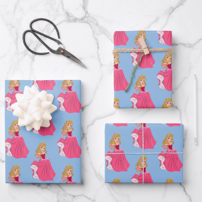 Feuille De Papier Cadeau Princesse Aurora Plutôt en rose (Recto)