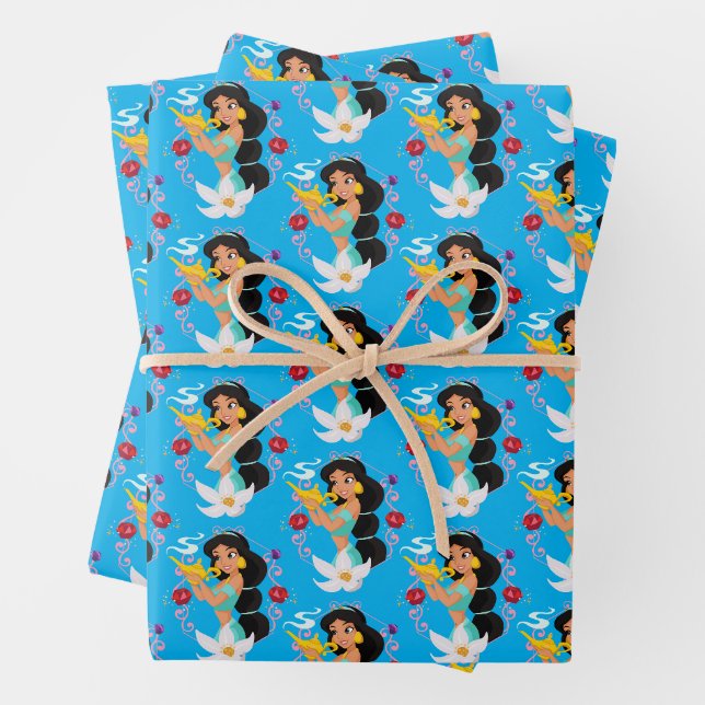 Feuille De Papier Cadeau Princesse Jasmine Avec Lampe Magique (En situation)