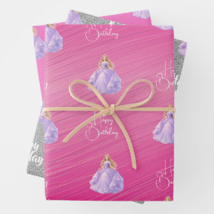 Feuille De Papier Cadeau Princesse Violette