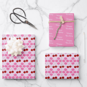Feuille De Papier Cadeau Printemps rose Anniversaire Fleur de cerisiers et