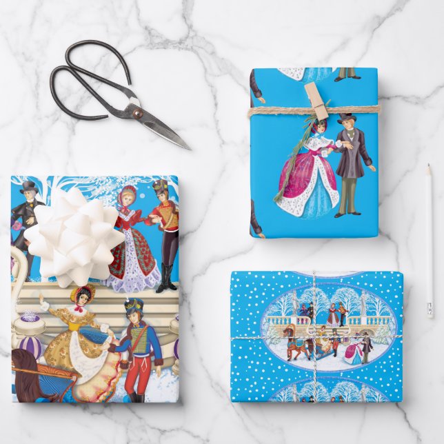 Feuille De Papier Cadeau Promenade hivernale (Recto)