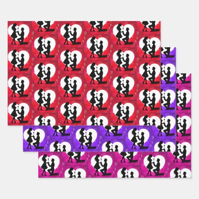 Feuille De Papier Cadeau Proposition cardiaque Collection Silhouette (Lot)