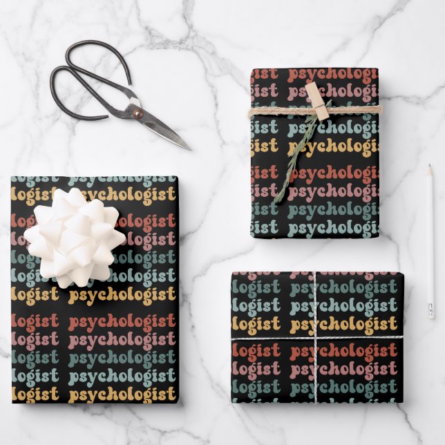 Feuille De Papier Cadeau Psychologue Rétro Psychologie Étudiante Diplôme (Recto)