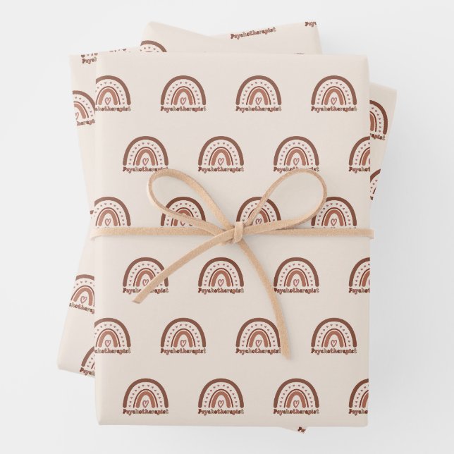 Feuille De Papier Cadeau Psychothérapeute Boho Rainbow (En situation)