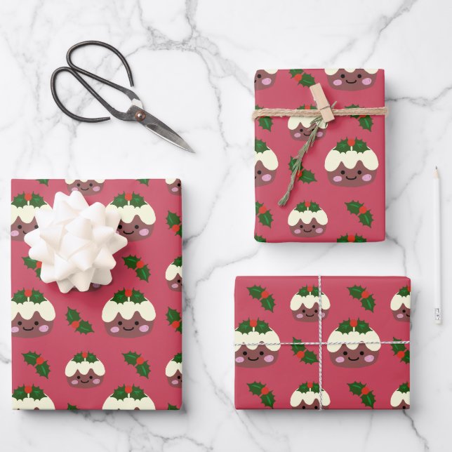 Feuille De Papier Cadeau Pudding de Noël 2 (Recto)