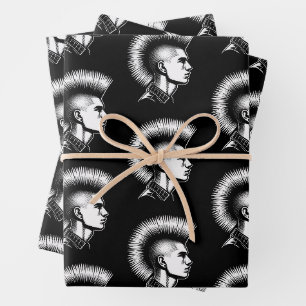 Feuille De Papier Cadeau Punk Rock Guy avec mode Mohawk coiffure