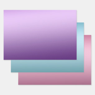 Feuille De Papier Cadeau Purple Aqua Pink Ombre