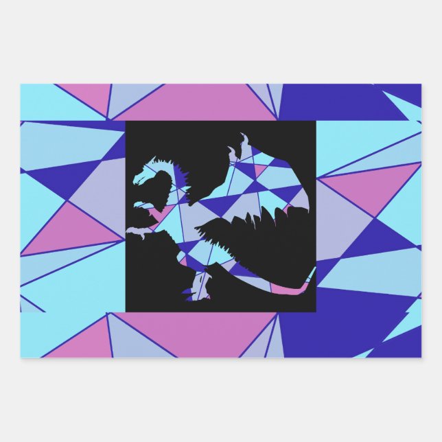 Feuille De Papier Cadeau Purple blue pink triangle abstract  (Devant 3)