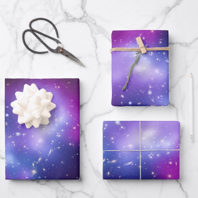 Feuille De Papier Cadeau Purple Celestial Photo Galaxy Cluster MACS J0717 (Recto)
