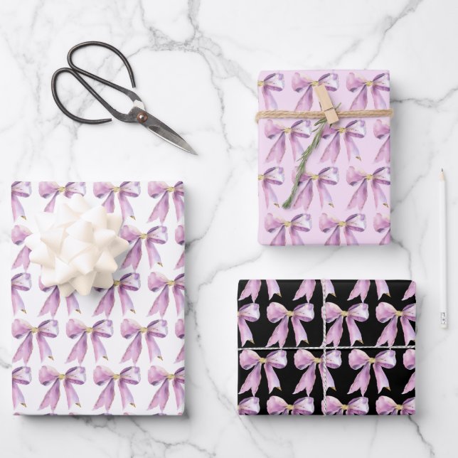 Feuille De Papier Cadeau Purple Coquette Bow (Recto)