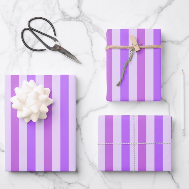 Feuille De Papier Cadeau Purple Majesty : Cadeau rayé (Recto)