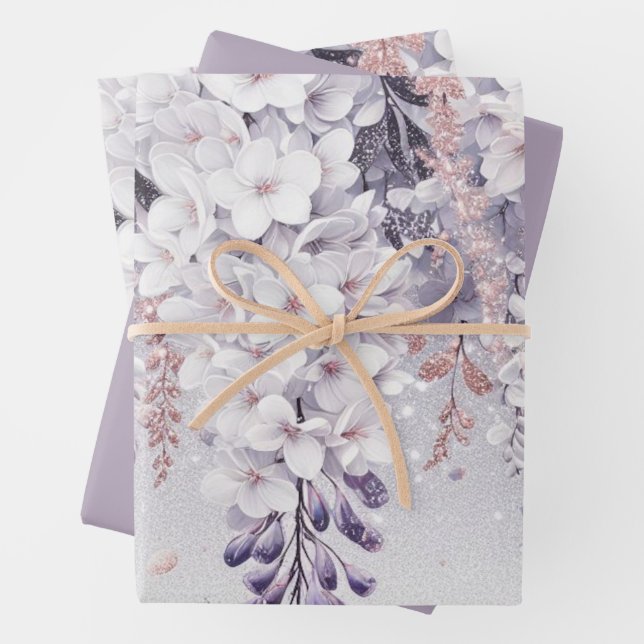 Feuille De Papier Cadeau Purple Mystical Wisteria Drift (En situation)