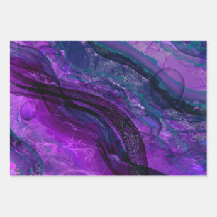 Feuille De Papier Cadeau Purple Passion Alcool Encre Conception abstraite