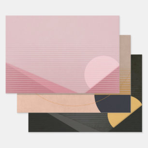 Feuille De Papier Cadeau Pyramide Lune Abstraite géométrique Chic moderne 3