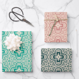 Feuille De Papier Cadeau Quatrefoil vintage Holiday
