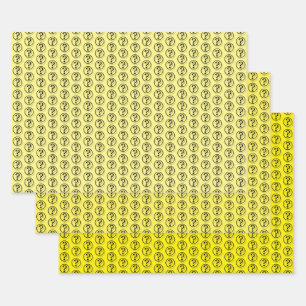 Feuille De Papier Cadeau Questions Marks Pattern Yellow