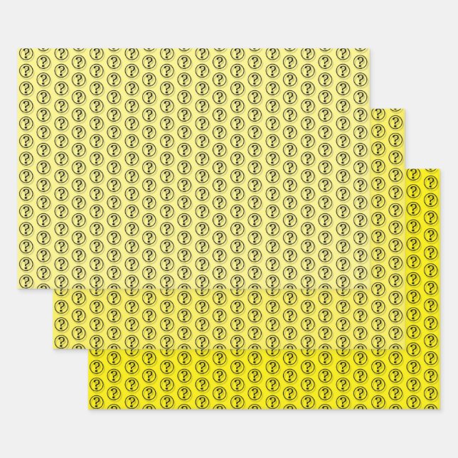 Feuille De Papier Cadeau Questions Marques Motif jaune (Lot)